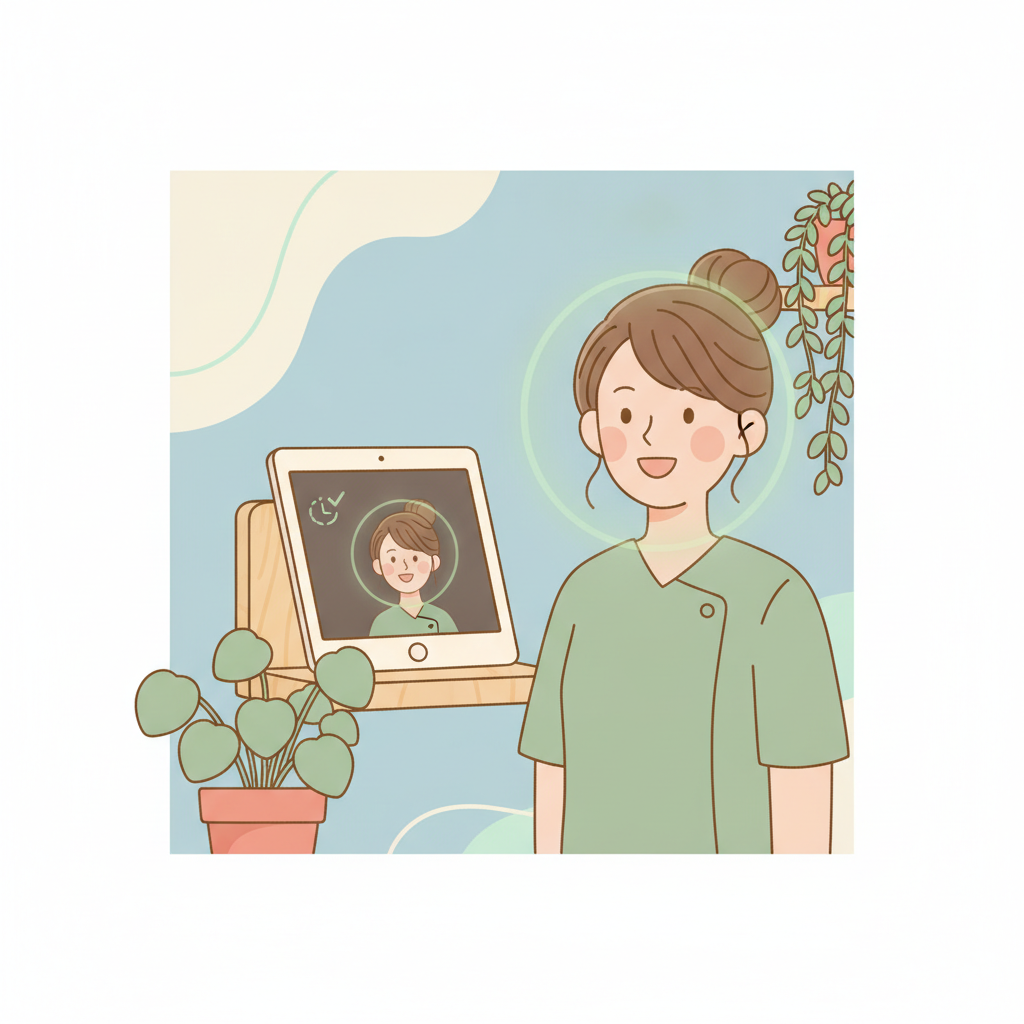 iPad の前に立つだけで打刻されるイラスト